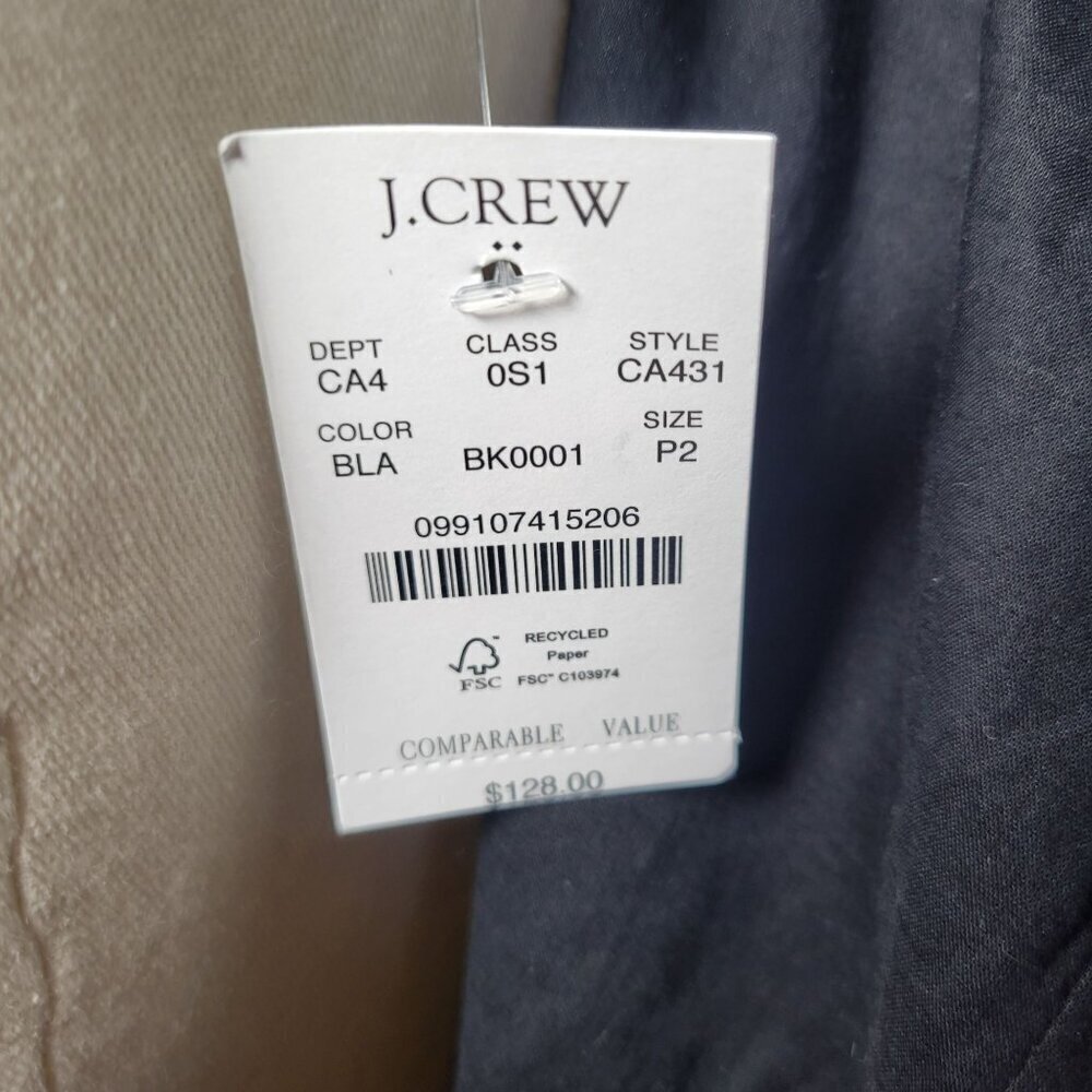 J.Crew Black Classic One-Shoulder Cotton Pleated Skirt Midi Dress Size 2P - Picture 10 of 14